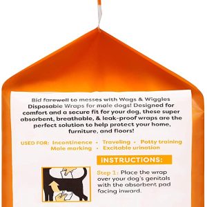 WAGS & WIGGLES Dog Diapers For Male Dogs - X Small
