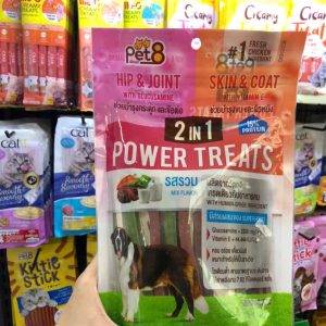 🇹🇭 QUE THƯỞNG DẠNG MỀM MIX VỊ PET8 POWER TREAT 2IN1 BỔ SUNG CANXI VITAMIN CHO CHÓ 450G