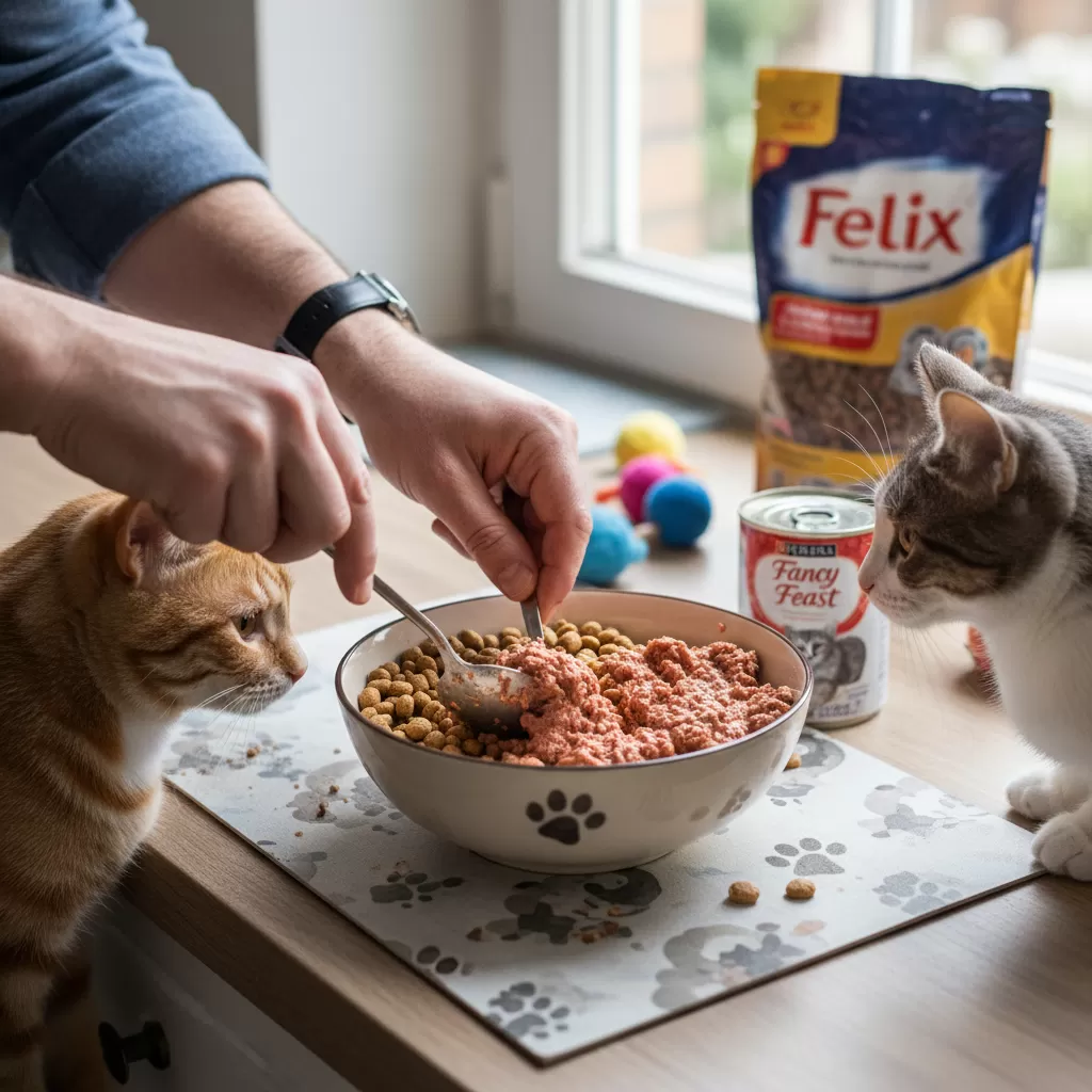 gemini_image_1772164497-1 Kết hợp thức ăn khô và ướt giúp tăng cường hương vị cho bữa ăn