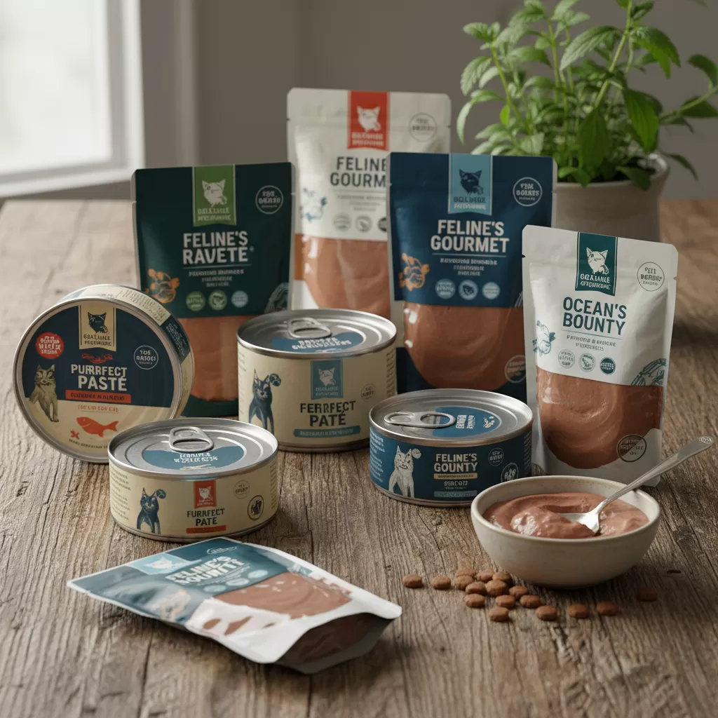 Các dòng pate đa dạng về hương vị và kết cấu giúp mèo hào hứng hơn với bữa ăn