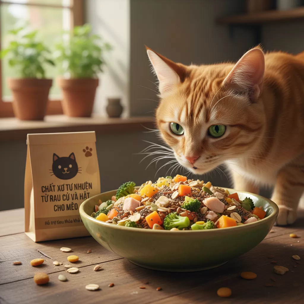 Hàm lượng chất xơ hợp lý giúp mèo lông dài loại bỏ búi lông an toàn