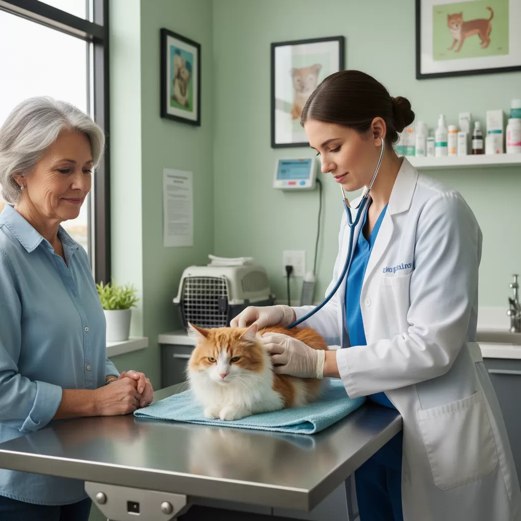 Việc kiểm tra sức khỏe định kỳ giúp xác định nhu cầu dinh dưỡng cụ thể cho mèo trên 7 tuổi