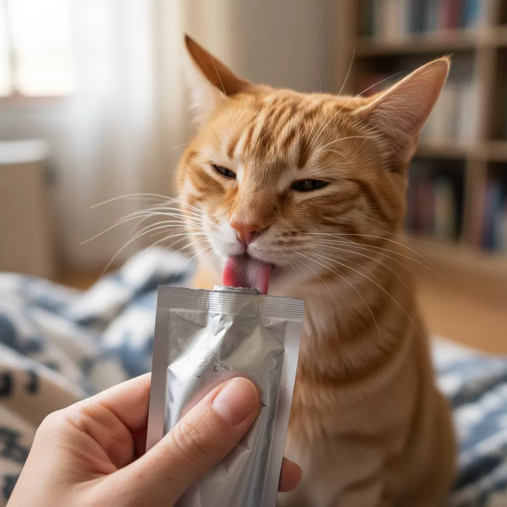 gemini_image_1772171352 Súp thưởng là món ăn nhẹ được rất nhiều giống mèo ưa chuộng nhờ hương vị hấp dẫn