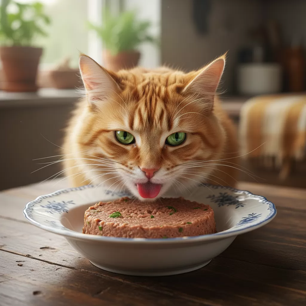 gemini_image_1772171589 Mùi vị hấp dẫn của thức ăn ướt giúp kích thích vị giác của những chú mèo kén ăn