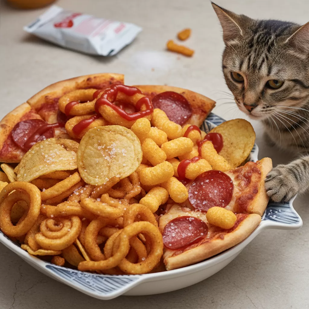 gemini_image_1772172276-1 Tuyệt đối không cho mèo bị sỏi tiết niệu ăn thức ăn mặn hoặc thực phẩm của người