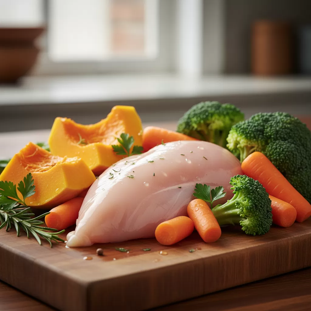 Thành phần dinh dưỡng giàu chất xơ và protein chất lượng cao giúp hỗ trợ hệ tiêu hóa của chó già