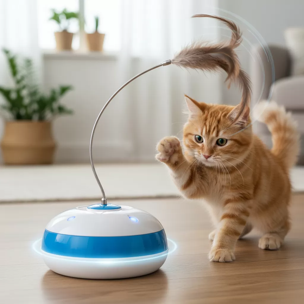 gemini_image_1772177034-1 Các loại đồ chơi tương tác tự động giúp kích thích bản năng săn mồi tự nhiên của mèo