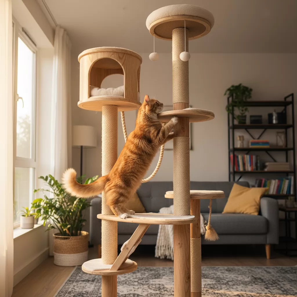 Hệ thống cây leo trèo giúp mèo vận động cơ bắp toàn diện