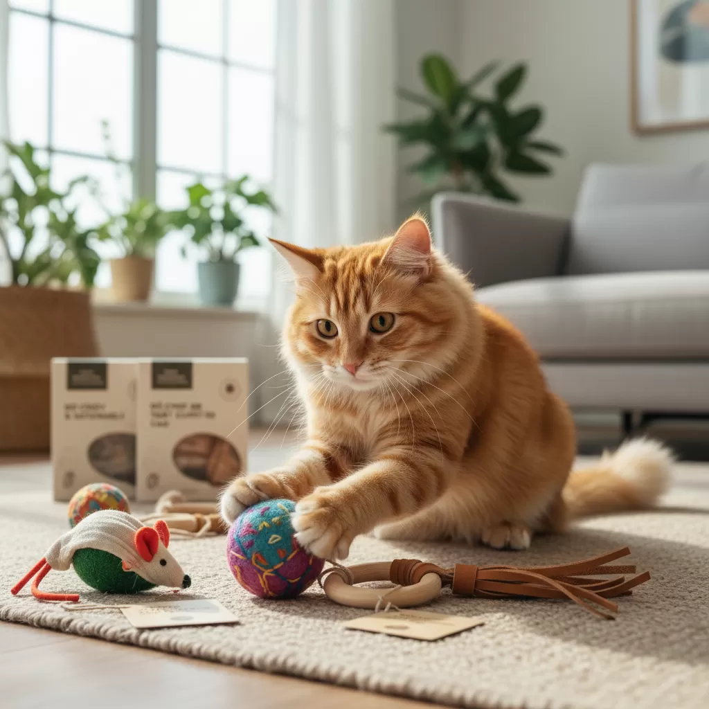 Việc lựa chọn đồ chơi an toàn giúp mèo vui chơi lành mạnh mà không gặp nguy hiểm