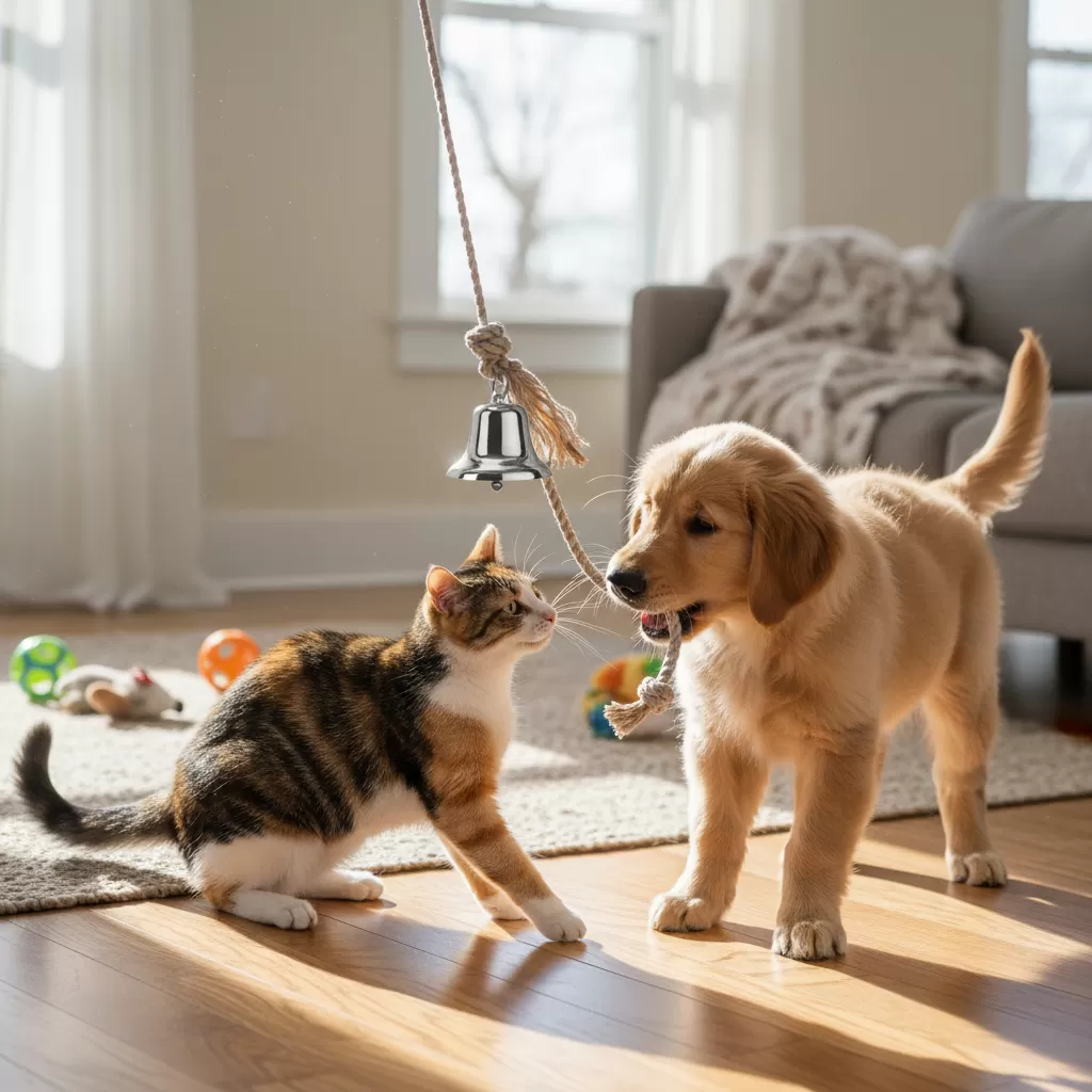 Đồ chơi có dây và chuông luôn thu hút sự chú ý của thú cưng nhưng tiềm ẩn nhiều rủi ro