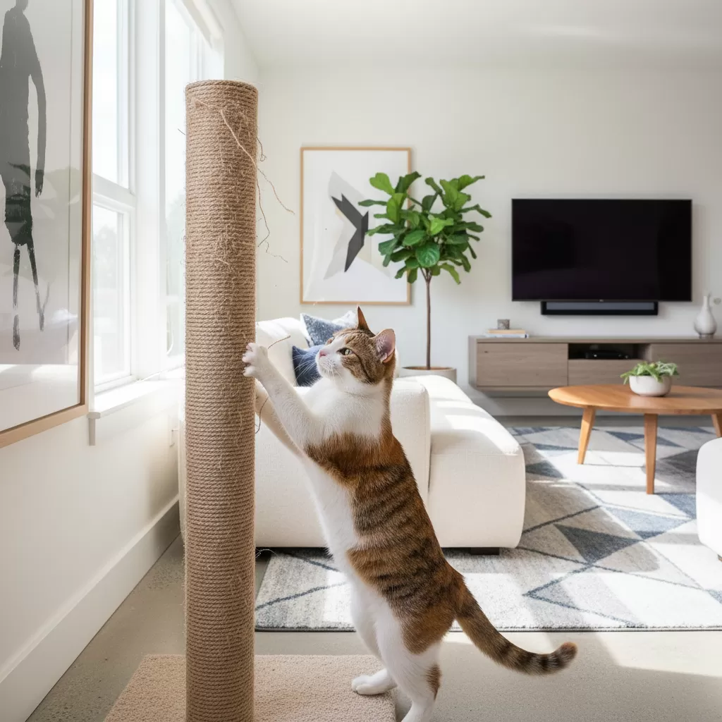 Chọn đúng vị trí đặt trụ cào giúp mèo hào hứng sử dụng hơn và bảo vệ nội thất