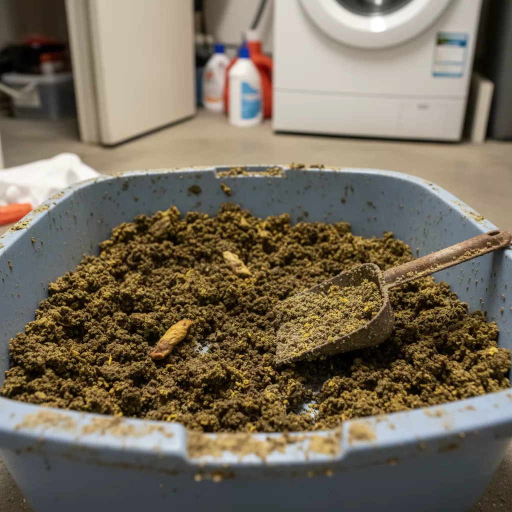 Khi cát có dấu hiệu bết dính và đổi màu bạn cần thay mới toàn bộ ngay lập tức để đảm bảo vệ sinh