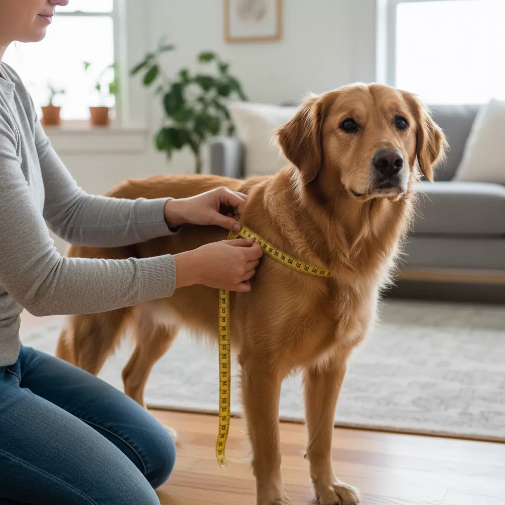 Sử dụng thước dây để lấy số đo vòng bụng chính xác cho thú cưng