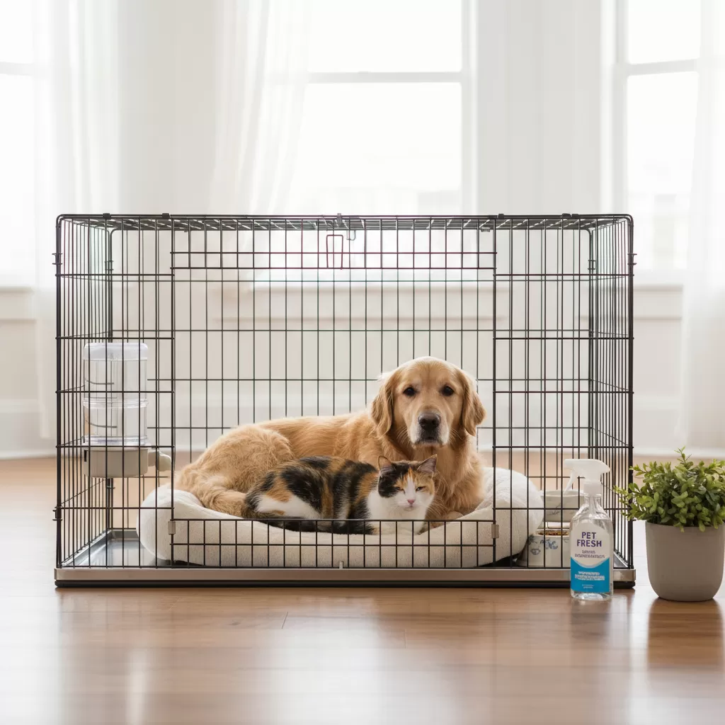 gemini_image_1772189154 Sử dụng sản phẩm khử mùi chuyên dụng giúp duy trì không gian sống sạch sẽ và thơm tho cho thú cưng