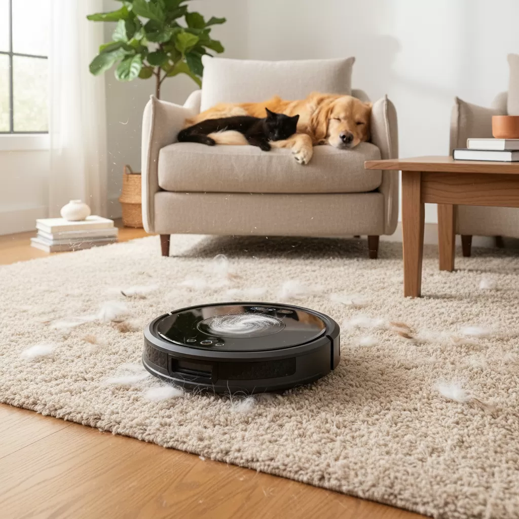 Hút bụi thường xuyên giúp ngăn chặn sự tích tụ của lông và da chết trong không gian sống