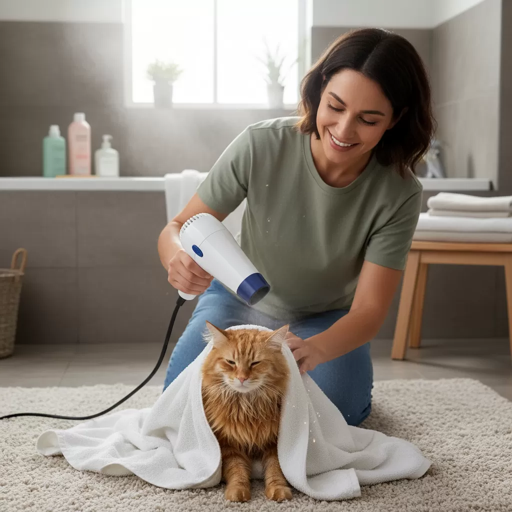 gemini_image_1772190293 Làm khô lông hoàn toàn là bước quan trọng để ngăn ngừa nấm và các bệnh viêm da