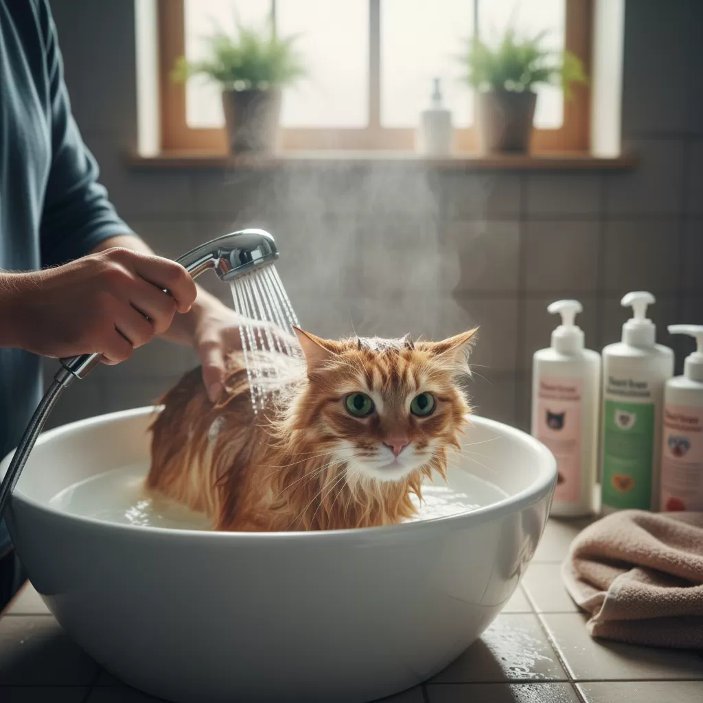 gemini_image_1772191043-1 Thao tác nhẹ nhàng giúp mèo cảm thấy an toàn và giảm bớt căng thẳng