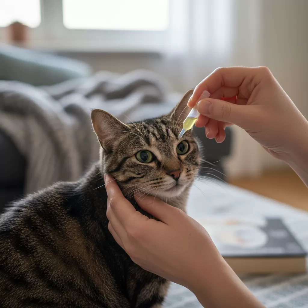 gemini_image_1772192130 Vị trí nhỏ thuốc chính xác ở gáy giúp ngăn ngừa việc thú cưng liếm phải hóa chất