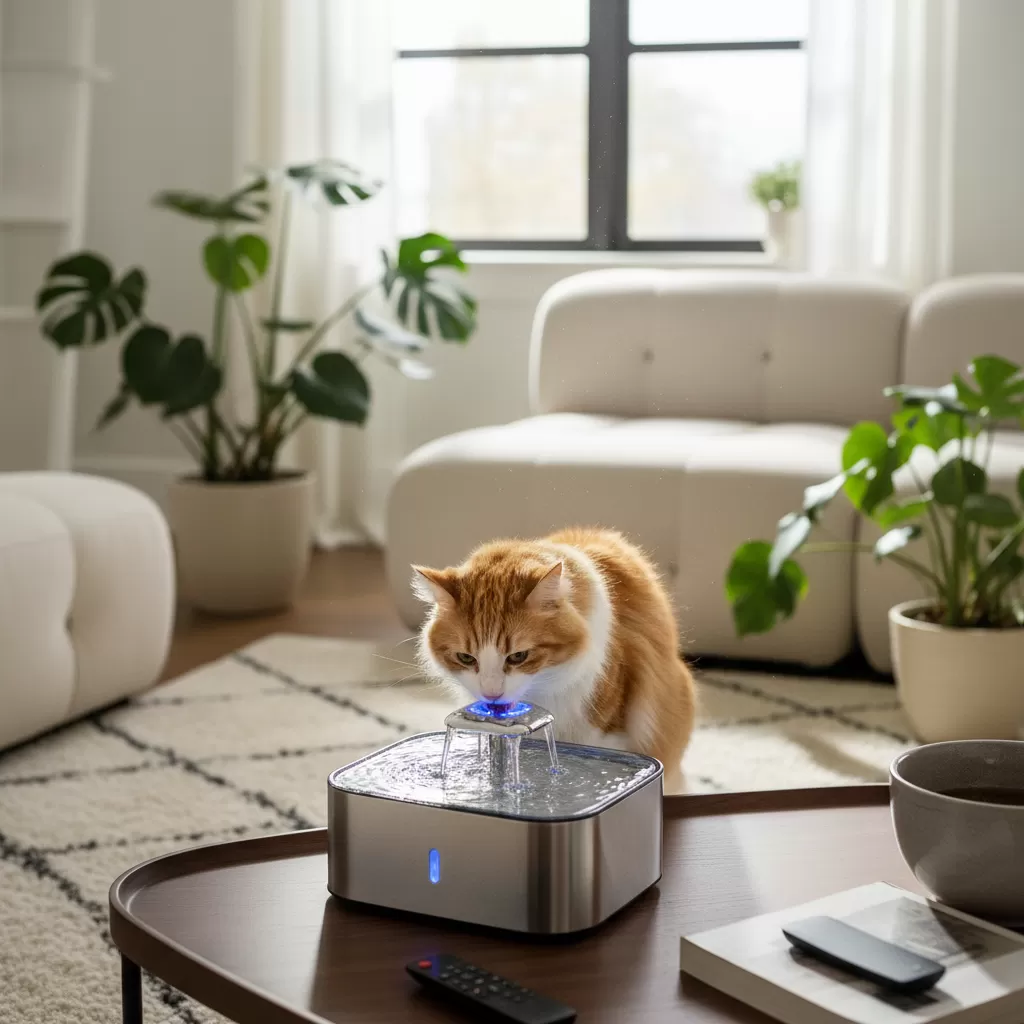 Bình nước tự động giúp kích thích thói quen uống nước của mèo