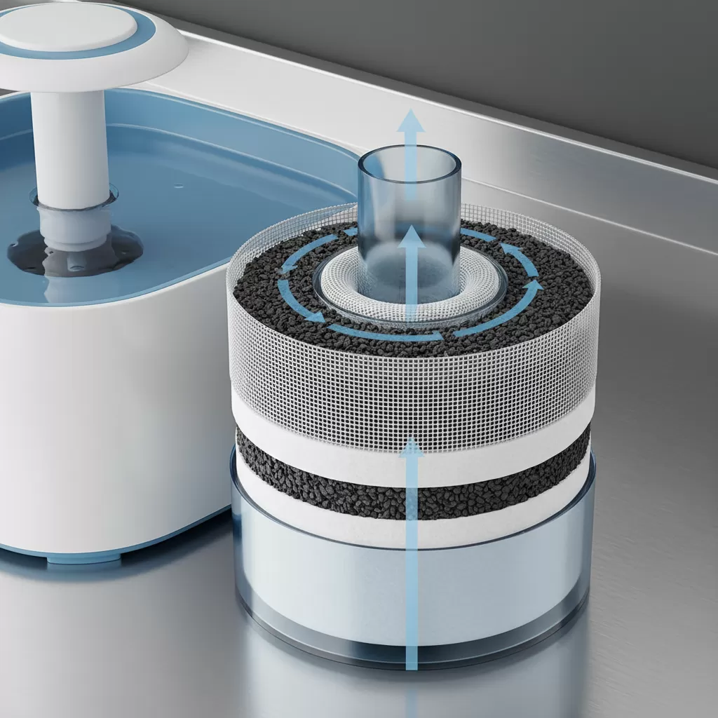 Hệ thống lọc đa tầng giúp loại bỏ tạp chất và vi khuẩn hiệu quả