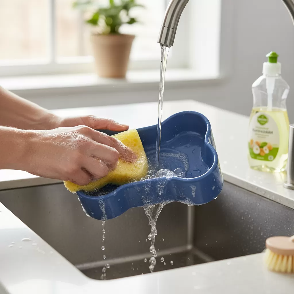 gemini_image_1772195429 Sử dụng dung dịch tẩy rửa phù hợp để loại bỏ hoàn toàn vi khuẩn trên bát ăn