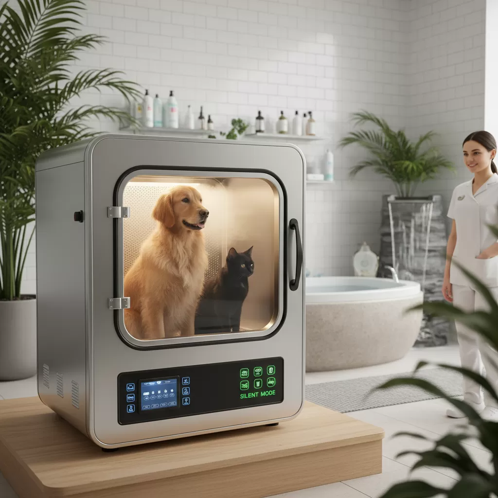 Hệ thống máy sấy chuyên dụng giúp làm khô lông nhanh chóng và ngăn ngừa các bệnh về da