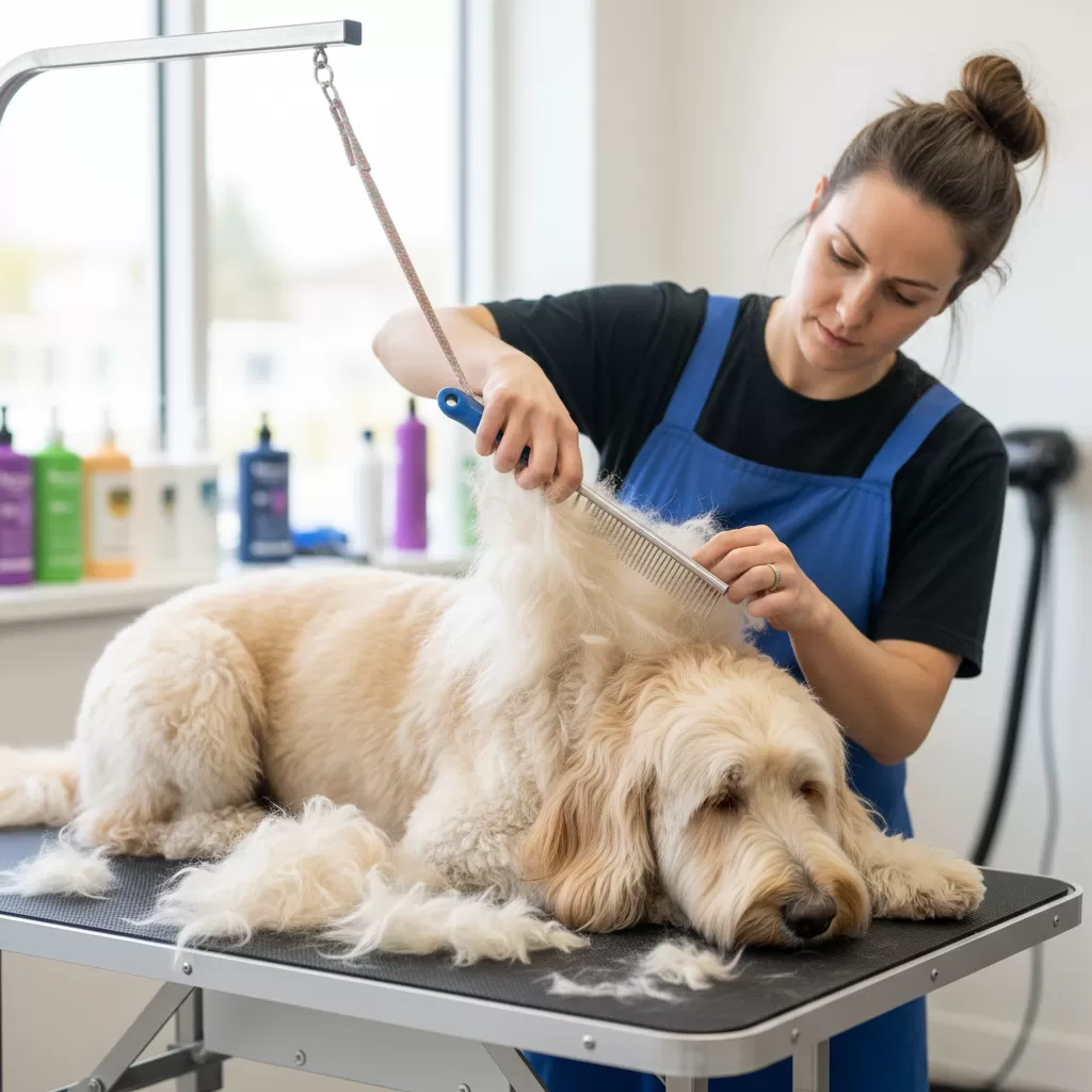 Xử lý lông rối nghiêm trọng đòi hỏi kỹ thuật tay nghề cao để tránh làm tổn thương da thú cưng