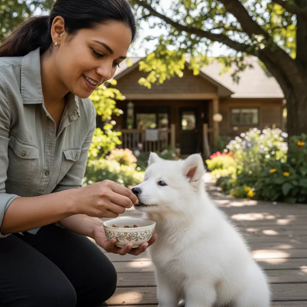gemini_image_1772207361 Chia nhỏ bữa ăn giúp giảm áp lực lên hệ tiêu hóa còn non yếu của thú cưng