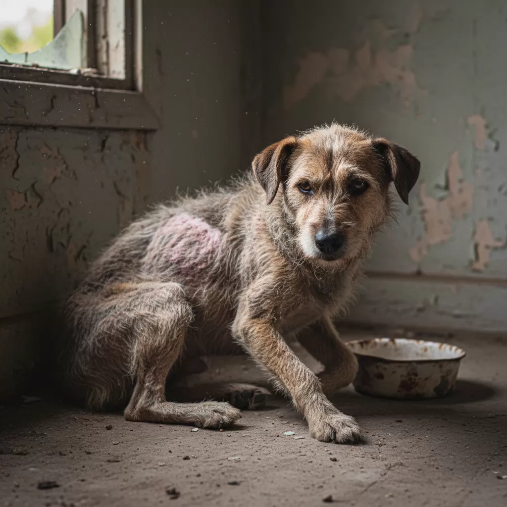 Lông xơ xác và rụng nhiều là dấu hiệu điển hình của việc thiếu hụt axit béo và protein