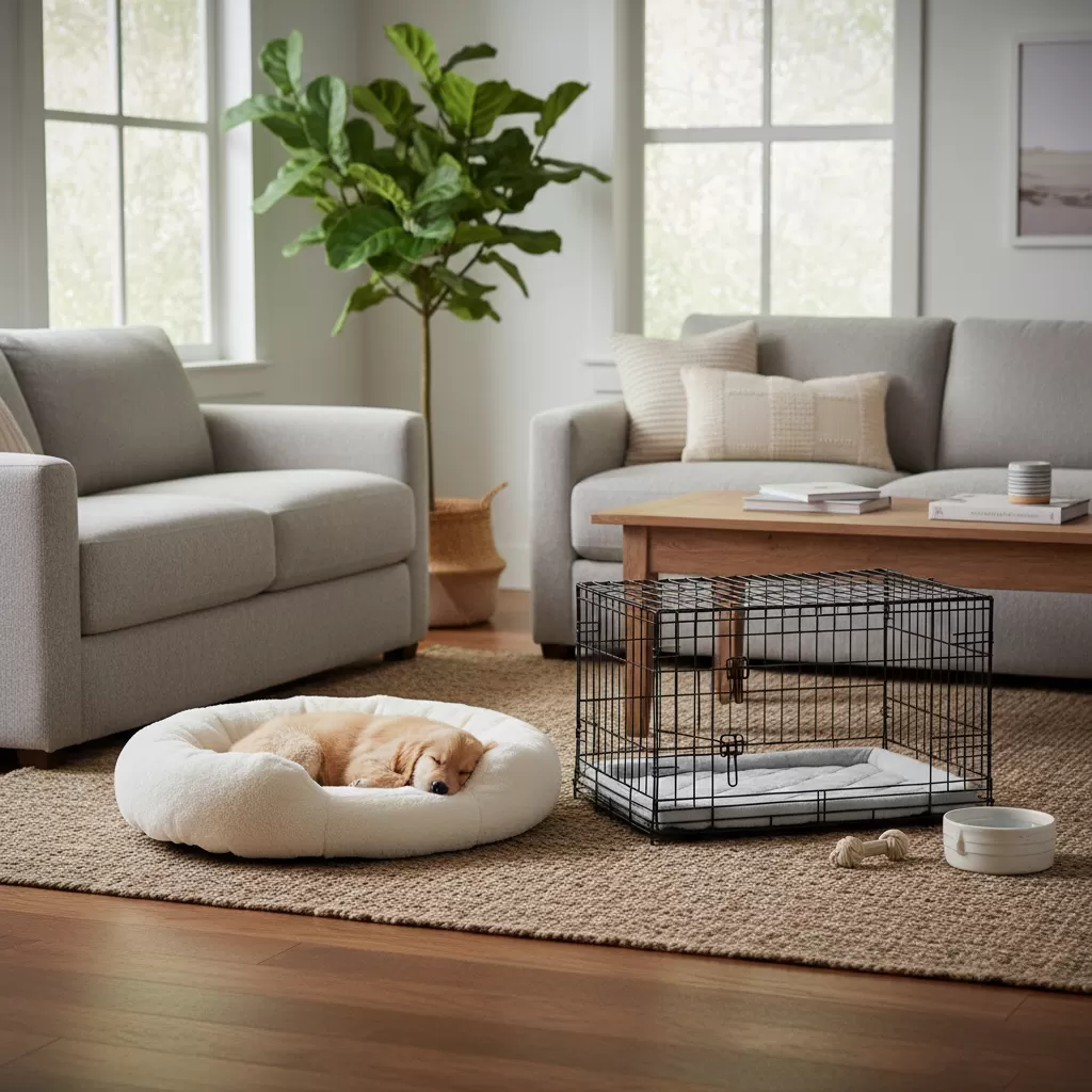 Không gian nghỉ ngơi thoải mái giúp chó giảm căng thẳng khi về nhà mới